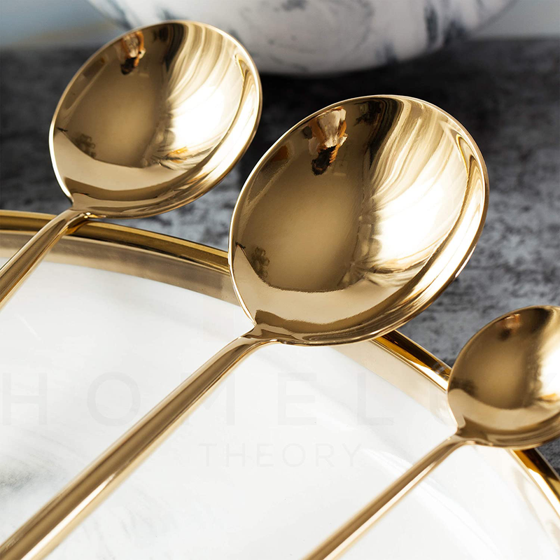 Homelux Theory 18/10 Gold Silverware Set Stainless Steel Gold Flatware Gold Utensils Set Gold Cutlery Set| 5-piece Modern Cubiertos Dorados| BEST Birthday Wedding Gift (2 sets, Gold mirror polish)
