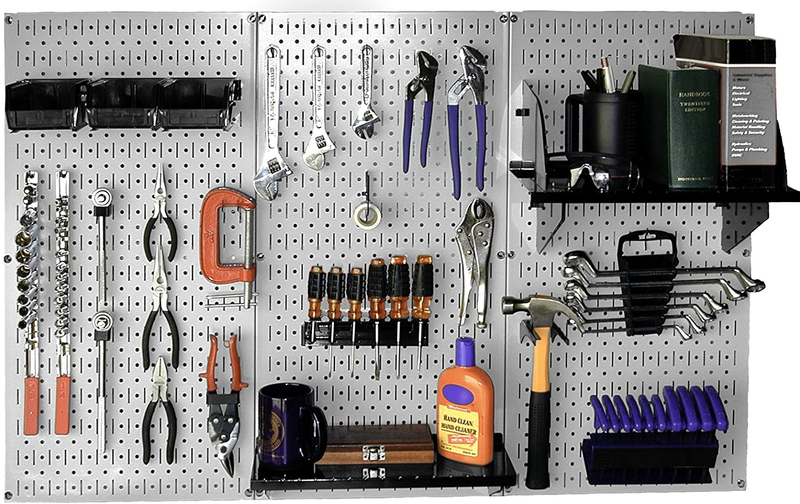 Pegboard Organizer Wall Control 4 ft. Metal Pegboard Standard Tool Storage Kit with Galvanized Toolboard and Black Accessories Hardware > Hardware Accessories > Tool Storage & Organization Wall Control Gray/Black Storage 