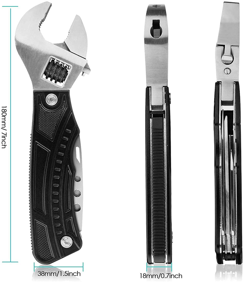 HARDELL Multi Tool Adjustable Wrench, All in One Multitool with Spanner Opener Screwdriver, Suit for Home Outdoor Camping Hiking, Gifts for Men Dad Husband Boyfriend