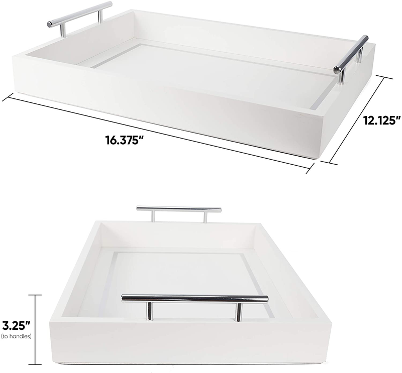 Deluxe Tray for Coffee Table – Beautiful White Tray Decor & Coffee Table Tray for Your Home 16x12 Home & Garden > Decor > Decorative Trays AZW Services   