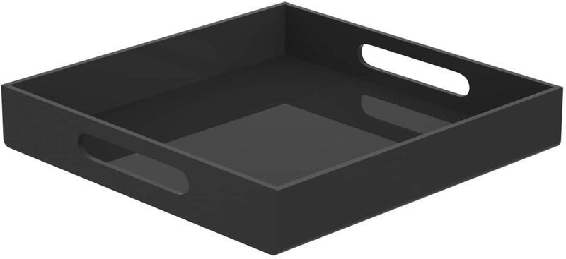 NIUBEE Clear Serving Tray 12x16 Inches -Spill Proof- Acrylic Decorative Tray Organiser for Ottoman Coffee Table Countertop with Handles Home & Garden > Decor > Decorative Trays NIUBEE Black 12x12 