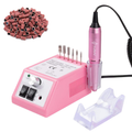 Professional Finger Toe Nail Care Electric Nail Drill Machine Manicure Pedicure Kit Electric Nail Art File Drill with 1 Pack of Sanding Bands (Pink)