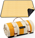 Picnic Blanket Beach Blanket Portable with Carry Strap, Large Foldable Picnic Rug Machine Washable for Outdoor Camping Party,Wet Grass,Hiking,Kids Playground. Home & Garden > Lawn & Garden > Outdoor Living > Outdoor Blankets > Picnic Blankets GOOD GAIN Wide Yellow Stripe  