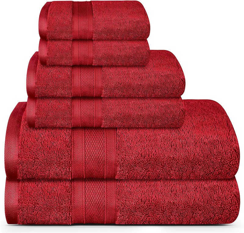 TRIDENT Soft and Plush, 100% Cotton, Highly Absorbent, Bathroom Towels, Super Soft, 6 Piece Towel Set (2 Bath Towels, 2 Hand Towels, 2 Washcloths), 500 GSM, Charcoal Home & Garden > Linens & Bedding > Towels TRIDENT Crimson  