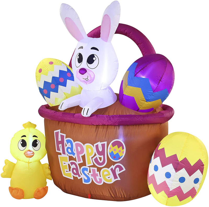Joiedomi Easter Inflatable Outdoor Decoration 6 Ft Long Easter Basket with Build-In Leds Blow up Inflatables for Easter Holiday Party Indoor, Outdoor, Yard, Garden, Lawn Fall Decor Home & Garden > Decor > Seasonal & Holiday Decorations Joiedomi   