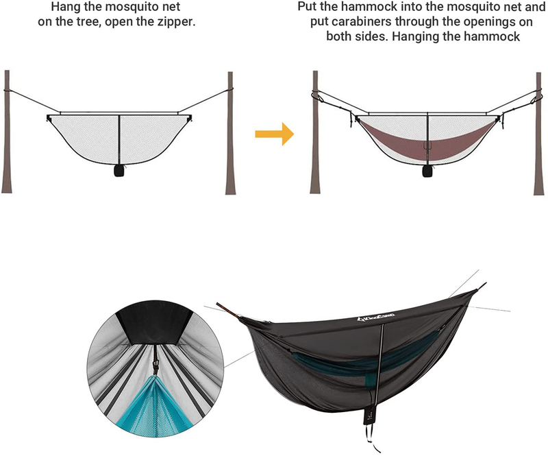 KingCamp Hammock Mosquito Net 12ft Grid Net Lightweight Portable Hammock Netting Fast Easy Set Up Fits All Single/Double Camping Hammocks Perfect Accessory for All Hammocks Home & Garden > Lawn & Garden > Outdoor Living > Hammocks KingCamp   