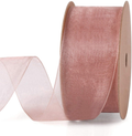 LaRibbons 1 Inch Sheer Organza Ribbon - 25 Yards for Gift Wrappping, Bouquet Wrapping, Decoration, Craft - Rose