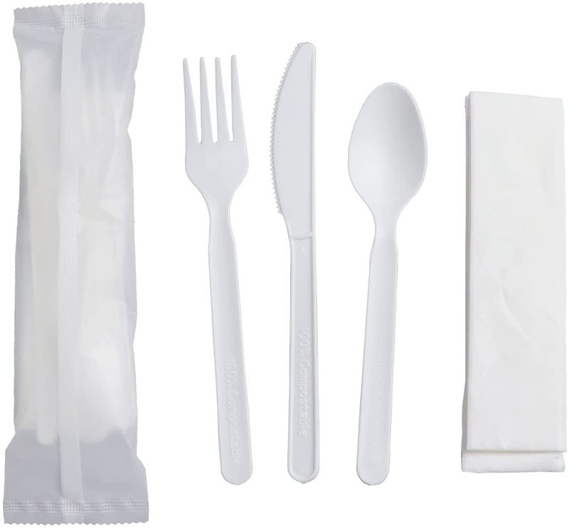 GreenWorks 7" Heavyduty Compostable CPLA Cutlery Kits, 800 Pieces = 200 Sets (Fork, Spoon,Knife,Napkin 4 in 1) Individually Wrapped With Compostable Bags，Alternative to Plastic Disposable Utensils Home & Garden > Kitchen & Dining > Tableware > Flatware > Flatware Sets GreenWorks Default Title  