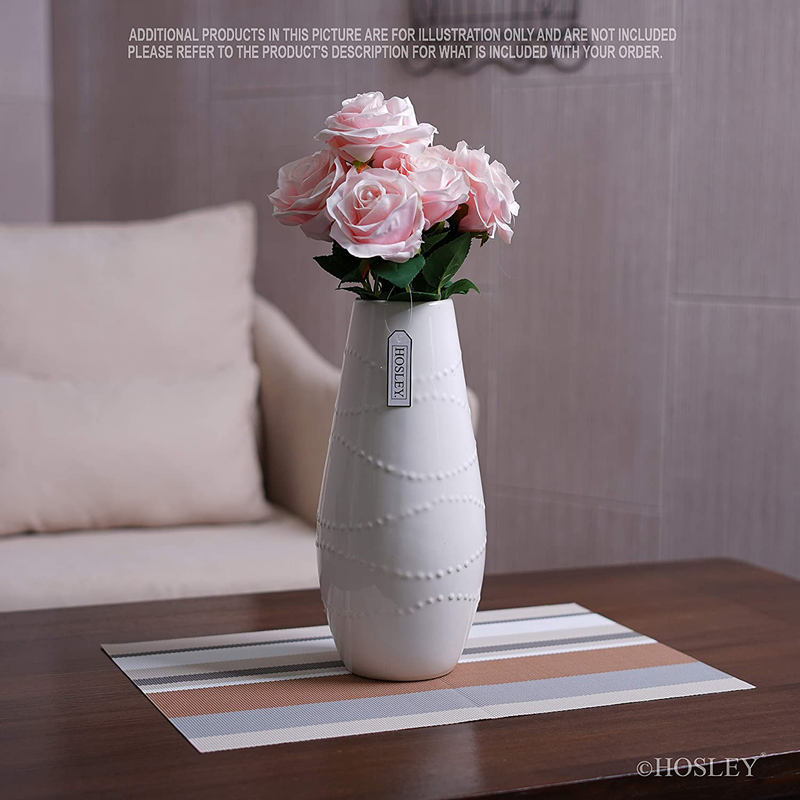 Hosley 12 Inch High White Textured Ceramic Vase Ideal Gift for Weddings Party Home Spa Settings Reiki O3 Home & Garden > Decor > Vases Hosley   