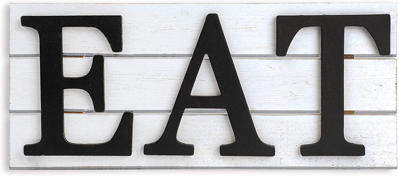 Karisky Eat Letter Signs 3-Pack 13 x 8 inches Rustic Wood Decorative Cutting Board Wall Hanging Art for Kitchen, Dining Room, Home Farmhouse Decor Brown Home & Garden > Decor > Seasonal & Holiday Decorations Karisky Eat Signs White and Gray  