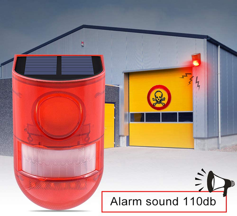 Solar Sound & Light Alarm Motion Sensor 110 Decibels Siren Sound Alert & 6LEDs Flash Warning Strobe Security Alarm System for Farm Villa Home & Garden > Business & Home Security > Home Alarm Systems comboss   
