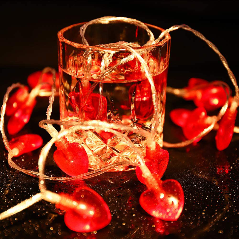 Red Heart Shaped String Lights, 6.5Ft 20LED Fairy Lights with Remote Control for Valentine'S Day, Mother'S Day, Wedding, Anniversary, Birthday Party Decor Home & Garden > Decor > Seasonal & Holiday Decorations TOUGS   