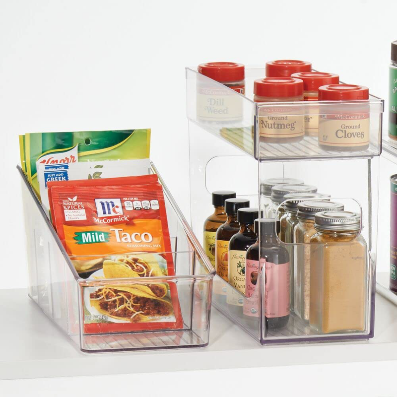 Mdesign Large Plastic Food Packet Organizer Caddy, Fridge or Freezer - Storage for Kitchen, Pantry, Cabinet, Countertop - Spice Pouches, Dressing Mixes, Hot Chocolate, Rice, Seasoning; 2 Pack - Clear Home & Garden > Kitchen & Dining > Food Storage mDesign   