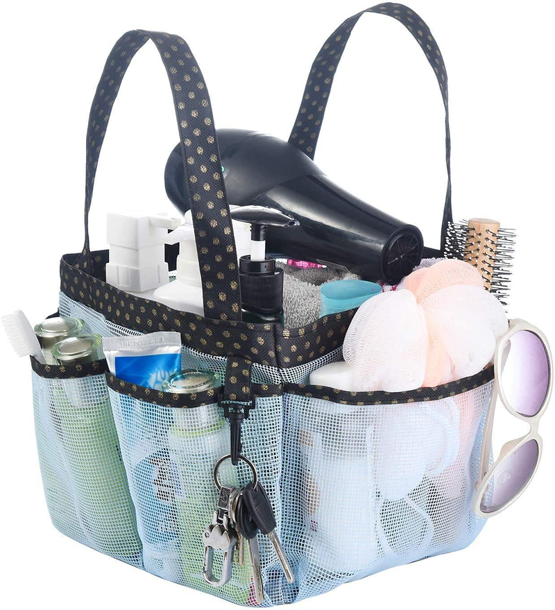 NINU Mesh Shower Caddy Basket for Bathroom Accessories, Portable Hanging Tote Toiletry Bag for College Dorm Room Essentials-Black