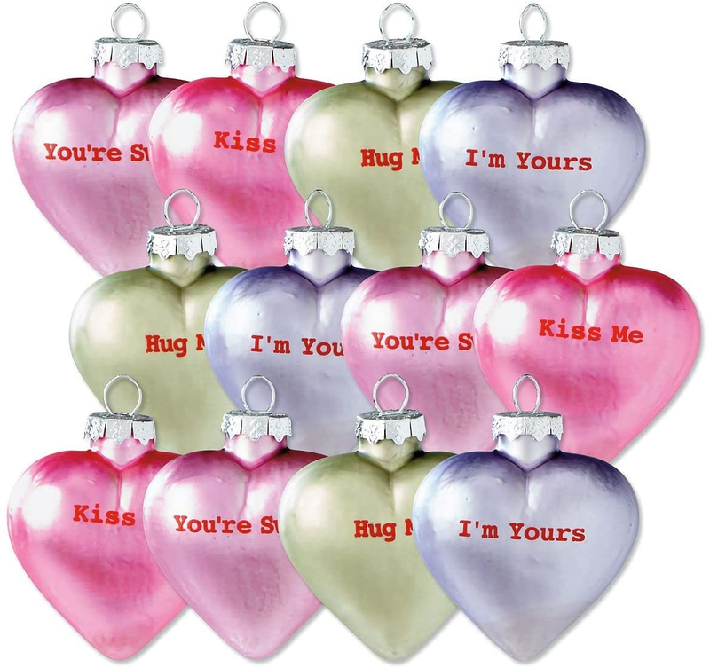 Lillian Vernon Hand Painted Pastel Glass Easter Egg Ornaments - Holiday Home Decor, Spring Themed Tree Decorations, Outdoor & Indoor Use, 1 _ Inches X 2 Inches, 6 Designs, Set of 12 Home & Garden > Decor > Seasonal & Holiday Decorations Lillian Vernon Candy Hearts  
