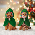 Lewondr Cat Dog Christmas Costume - Xmas Cloak with Star and Pompoms Pet Santa Cape with Santa Hat Party Cosplay Dressing up for Cats and Small Medium Dogs Christmas Outfit Clothes Costumes Animals & Pet Supplies > Pet Supplies > Cat Supplies > Cat Apparel Lewondr Green Medium 