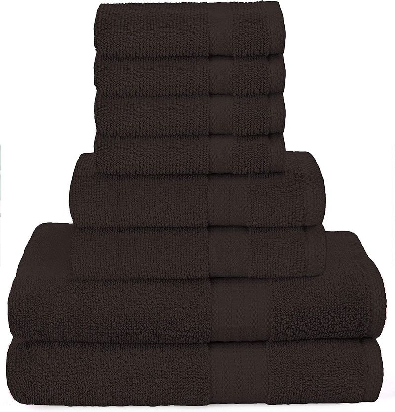 Glamburg Ultra Soft 8 Piece Towel Set - 100% Pure Ring Spun Cotton, Contains 2 Oversized Bath Towels 27x54, 2 Hand Towels 16x28, 4 Wash Cloths 13x13 - Ideal for Everyday use, Hotel & Spa - Light Grey Home & Garden > Linens & Bedding > Towels GLAMBURG Chocolate Brown  