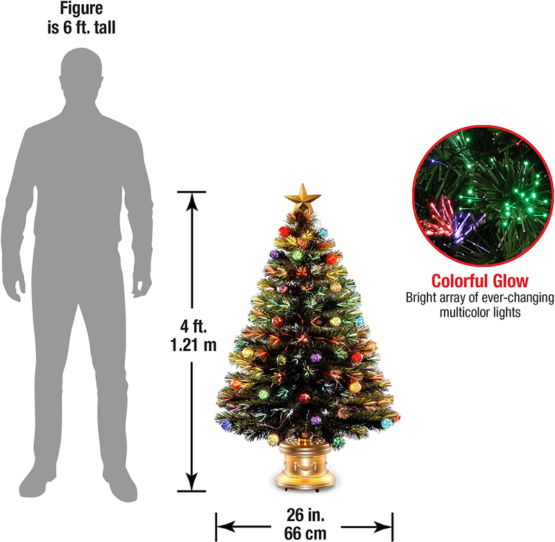 National Tree Company Pre-lit Artificial Christmas Tree | Flocked with Mixed Decorations and Multi-Color Lights | Great for Table Centerpieces, or Other Holiday Décor | Fiber Optic Fireworks - 4 ft Home & Garden > Decor > Seasonal & Holiday Decorations > Christmas Tree Stands National Tree Company   