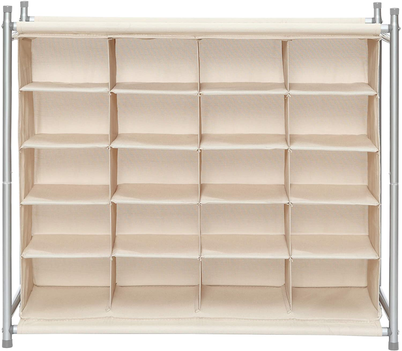 STORAGE MANIAC 20-Cube Stackable Shoe Cubby Organizer, Free Standing Shoe Cube Rack for Entryway, Bedroom, Apartment, Closet, Gray Furniture > Cabinets & Storage > Armoires & Wardrobes STORAGE MANIAC Beige 20 Cube 
