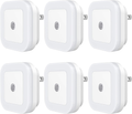 Sycees Plug-in LED Night Light with Dusk-to-Dawn Sensor for Bedroom, Bathroom, Kitchen, Hallway, Stairs, Daylight White, 6-Pack
