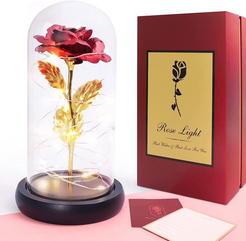 Forever Flower Red Glass Rose,Best Design Valentines Day Gifts for Women Who Has Everything,Valentines Day Gifts for Her Naughty,Valentines Day Gifts for Mom,Romantic Valentines Day Gifts for Wife Home & Garden > Decor > Seasonal & Holiday Decorations GUCED   