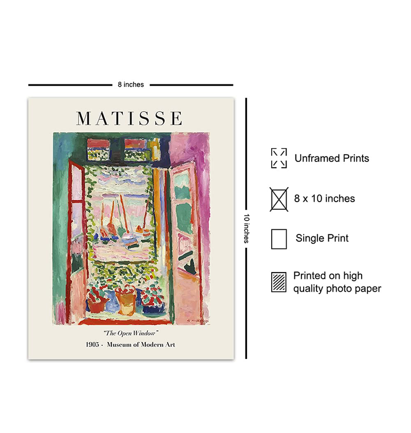 Matisse Abstract Wall Art & Decor Set - Mid Century Modern Wall Decor - 8X10 Matisse Poster Print - Aesthetic Pictures - Minimalist Wall Art - Gallery Wall Art - Museum Poster - Henri Matisse Home & Garden > Decor > Artwork > Posters, Prints, & Visual Artwork Yellowbird Art & Design   