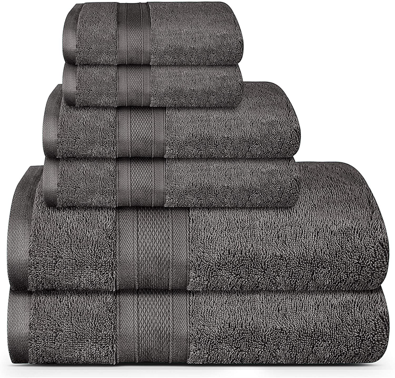TRIDENT Soft and Plush, 100% Cotton, Highly Absorbent, Bathroom Towels, Super Soft, 6 Piece Towel Set (2 Bath Towels, 2 Hand Towels, 2 Washcloths), 500 GSM, Teal Home & Garden > Linens & Bedding > Towels TRIDENT Charcoal  
