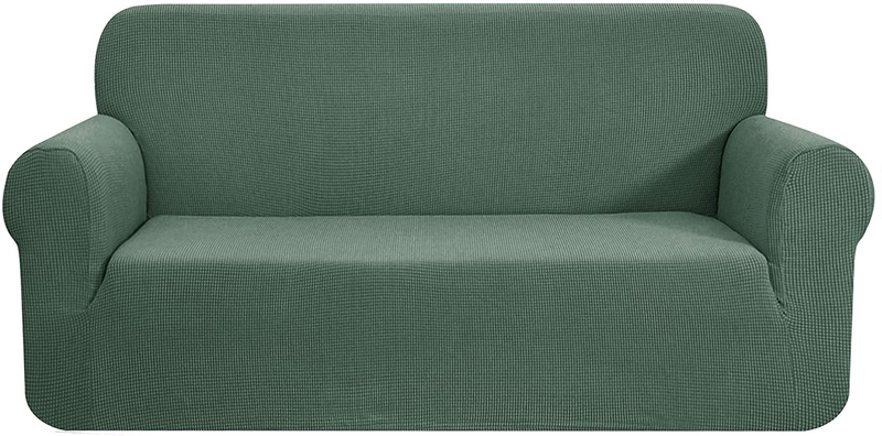 CHUN YI Stretch Sofa Slipcover 1-Piece Couch Cover, 3 Seater Coat Soft With Elastic, Checks Spandex Jacquard Fabric, Large, Black Home & Garden > Decor > Chair & Sofa Cushions CHUN YI Dark Cyan Medium 
