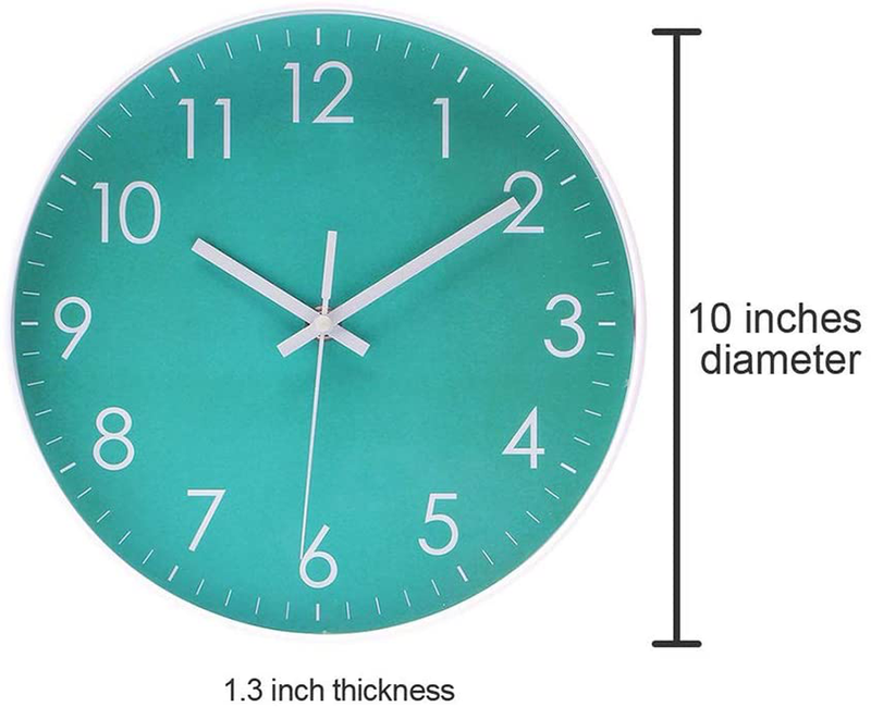 OYEALEX Silent Wall Clock, 10-Inch Silent Non Ticking Quartz Battery Operated Round Easy to Read School Classroom/Home/Office Clock (Green) Home & Garden > Decor > Clocks > Wall Clocks OYEALEX   