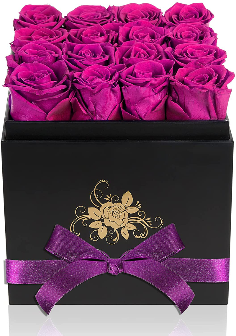 Perfectione Roses Luxury Preserved Roses in a Box, Red Real Roses Valentines Day Gifts for Her, Birthday Gifts for Women, for Wife Home & Garden > Decor > Seasonal & Holiday Decorations Perfectione Roses Purple  