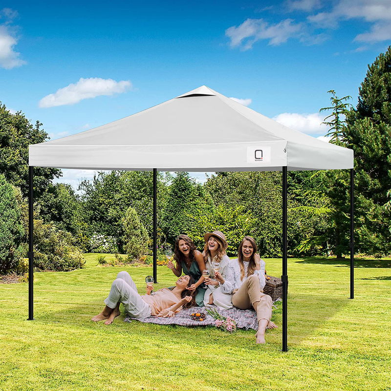 Q QUASAR10x10 Ez Pop Up Canopy Tent,Truss Structure Gazebo,Outdoor Windproof, Rainproof and UV-Proof Instant Shelter,Commercial Tents for 6-8 People with Wheel Bag and Sandbag(White) Home & Garden > Lawn & Garden > Outdoor Living > Outdoor Structures > Canopies & Gazebos Q QUASAR   