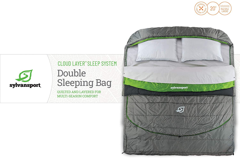 Sylvansport Cloud Layer Double Sleeping Bag, Adaptable Quilted Layers Providing Comfort and Warmth in the Winter and Summer Sporting Goods > Outdoor Recreation > Camping & Hiking > Sleeping Bags SylvanSport   