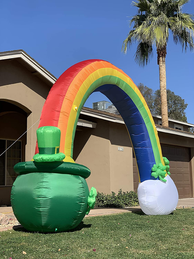 Joiedomi 14Ft Long 10 FT Tall St Patrick Inflatable Rainbow Arch with LED Light Build-In Cauldron Pot of Gold Inflatable Yard Garden Decorations, Indoor and Outdoor Theme Party Decor, Lawn Decor Arts & Entertainment > Party & Celebration > Party Supplies Joiedomi   