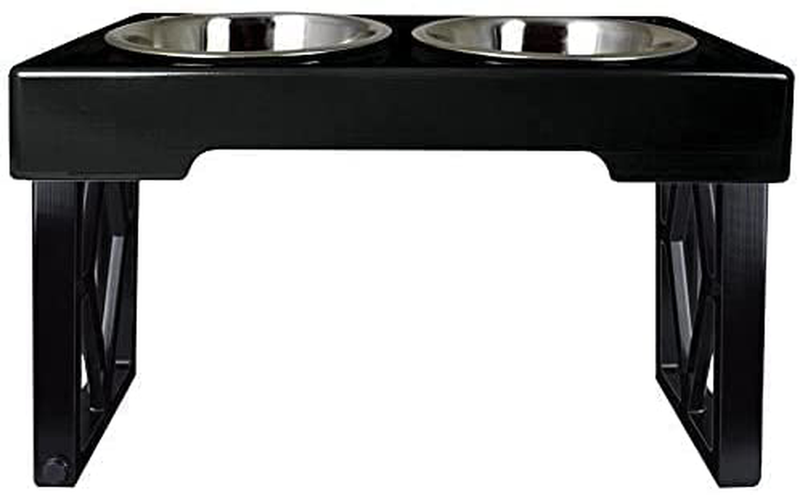 Pet Zone Designer Diner ADJUSTABLE Elevated Dog Bowls - Adjusts To 3 Heights, 2.75”, 8", & 12'' (Raised Dog Dish with Double Stainless Steel Bowls) Animals & Pet Supplies > Pet Supplies > Dog Supplies Pet Zone Black  
