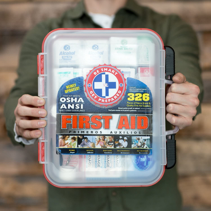 First Aid Kit Hard Red Case 326 Pieces Exceeds OSHA and ANSI Guidelines 100 People - Office, Home, Car, School, Emergency, Survival, Camping, Hunting and Sports Health & Beauty > Health Care > First Aid > First Aid Kits Be Smart Get Prepared   