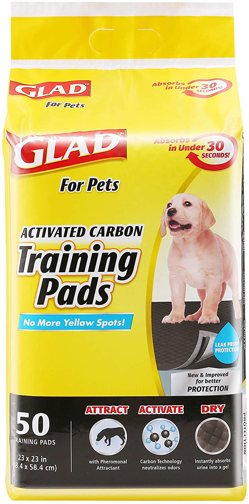 Glad for Pets Black Charcoal Puppy Pads-New & Improved Puppy Potty Training Pads That ABSORB & NEUTRALIZE Urine Instantly-Training Pads for Dogs, Dog Pee Pads, Pee Pads for Dogs, Dog Crate Pads Animals & Pet Supplies > Pet Supplies > Dog Supplies > Dog Diaper Pads & Liners Fetch for Pets Regular 50 Count (Pack of 1) 