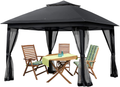Pamapic 11x11 Outdoor Pop up Gazebo for Patios Canopy for Shade and Rain with Mosquito Netting, Waterproof Soft Top Metal Frame Gazebo for Lawn, Garden, Backyard and Deck (Grey) Home & Garden > Lawn & Garden > Outdoor Living > Outdoor Structures > Canopies & Gazebos Pamapic Black  