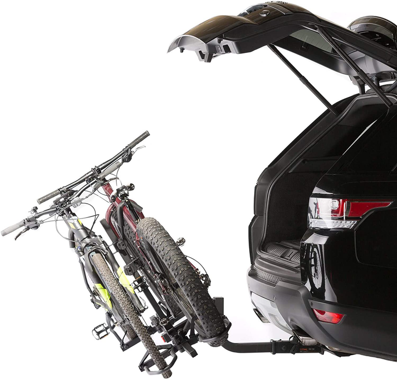 KAC Overdrive Sports K2 2” Hitch Mounted Rack 2-Bike Platform Style Carrier for Standard, Fat Tire, and Electric Bicycles – 60 lbs/Bike Heavy Weight Capacity – Smart Tilting – RV Use Prohibited Sporting Goods > Outdoor Recreation > Cycling > Bicycles KAC   
