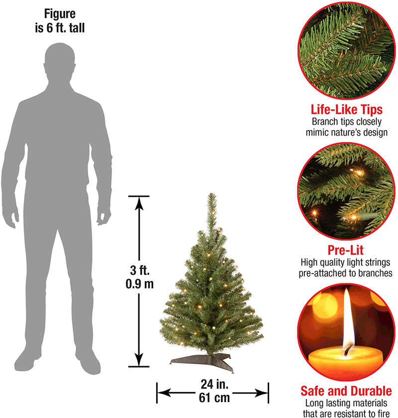 National Tree Company Pre-lit Artificial Mini Christmas Tree | Includes Pre-strung White Lights and Stand | Kincaid Spruce - 3 ft Home & Garden > Decor > Seasonal & Holiday Decorations > Christmas Tree Stands National Tree Company   