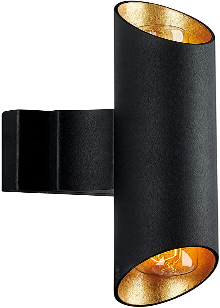 MOTINI 2-Lights Wall Sconce Lighting Fixture Matte Black and Gold Leaf Finish Indoor Wallchiere Wall Lamp for Bathroom Vanity Living Room Bedroom Hallway, Bulb Included Home & Garden > Lighting > Lighting Fixtures > Wall Light Fixtures KOL DEALS   