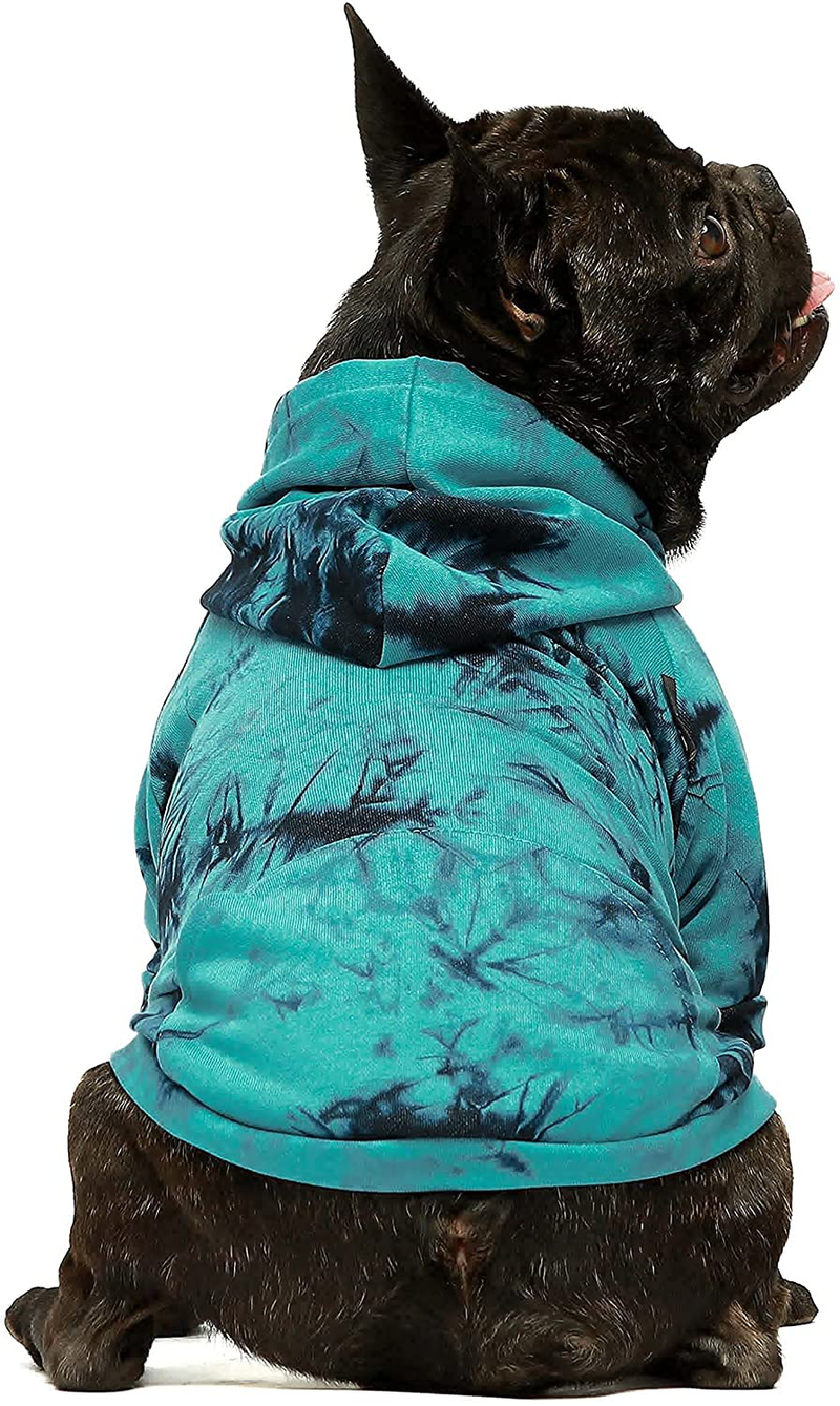 Fitwarm Tie Dye Dog Hoodie Puppy Sweatshirt Pocket Doggie Winter Clothes Sweatshirt Pet Hooded Coat Cat Jackets Apparel Animals & Pet Supplies > Pet Supplies > Dog Supplies > Dog Apparel Fitwarm Azure Blue S 