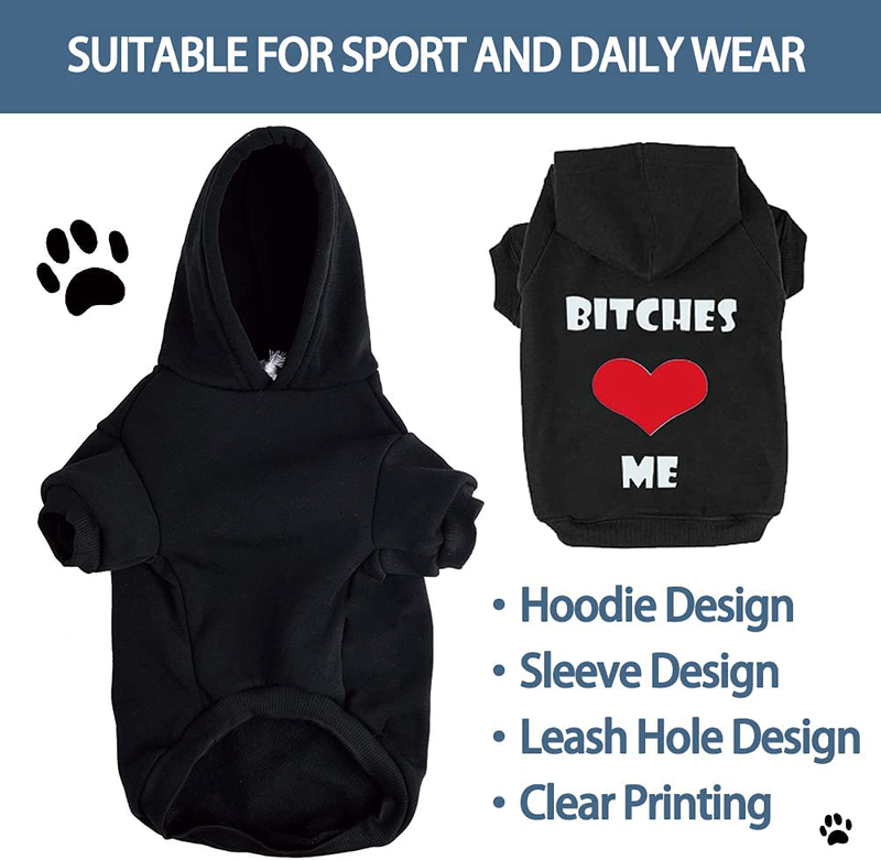 EXPAWLORER "Bitches Love ME Dog Hoodies Fleece Sweater Shirt Black