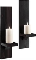 LocalBeavers Decorative Wall Holders and Candles Sconces, Wooden Wall Mounted Hanging Shelves - Set of 2 (Ebony/Black) Home & Garden > Decor > Home Fragrance Accessories > Candle Holders LocalBeavers Satin Black  