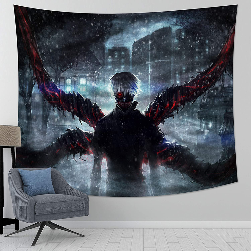 MEWE Anime Tokyo Ghoul Tapestry Japanese Anime Tapestry Wall Hanging for Anime Gifts Bedroom 59x70in Home & Garden > Decor > Artwork > Decorative Tapestries MEWE Japanese Anime Tapestry 3 59x70in 