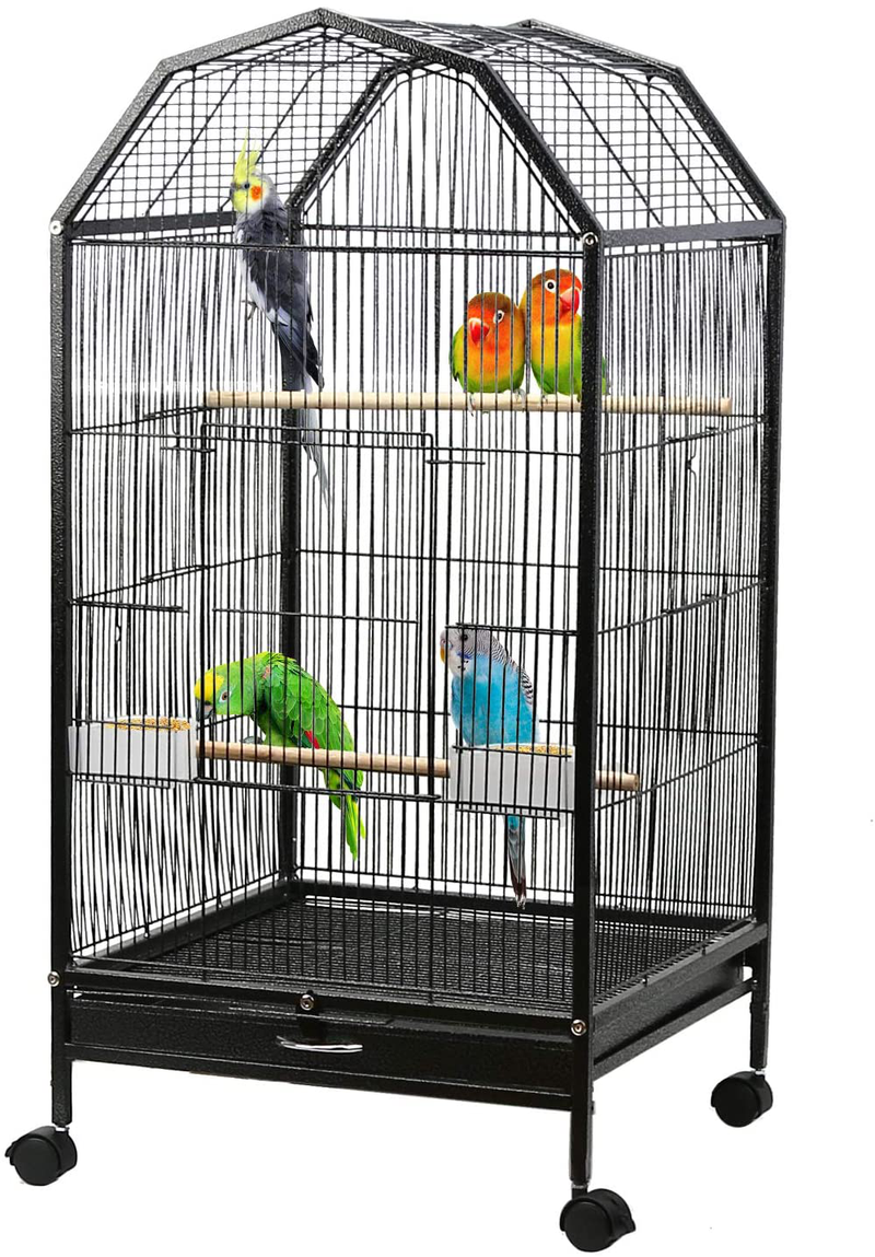 Ibnotuiy Parakeet Bird Cage with Rolling Stand Metal Pet Bird Flight Cages Large for Conure Canary Parekette Macaw Finch Cockatoo Budgie Cockatiels Parrot,Perches Catch Tray Included,Black Animals & Pet Supplies > Pet Supplies > Bird Supplies > Bird Cages & Stands Ibnotuiy Default Title  