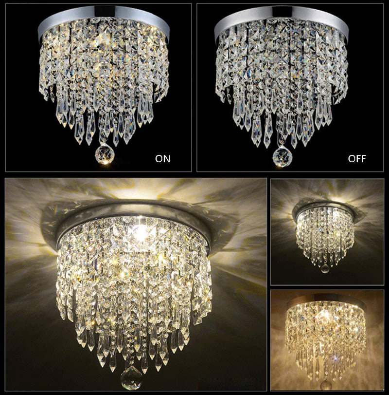 Hile Lighting KU300074 Modern Chandelier Crystal Ball Fixture Pendant Ceiling Lamp H10.43" X W8.66", 1 Light (Chrome)