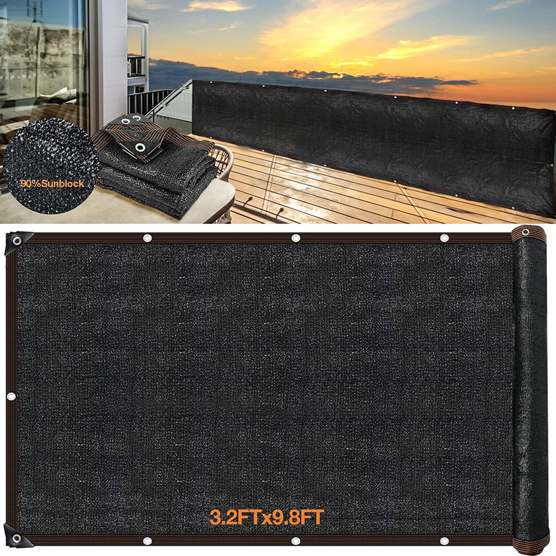 Shade Cloth 90% Sunblock Mesh 6.5FTX6.5FT Taped Edge with Aluminum Grommets Easier to Hang, UV Resistant Shade Sun Black Net for Greenhouse Flowers Plants Patio Lawn Mesh Nets, Greenhouse Shades Cloth Home & Garden > Lawn & Garden > Outdoor Living > Outdoor Umbrella & Sunshade Accessories Milky House 3.2ft X 9.8ft  