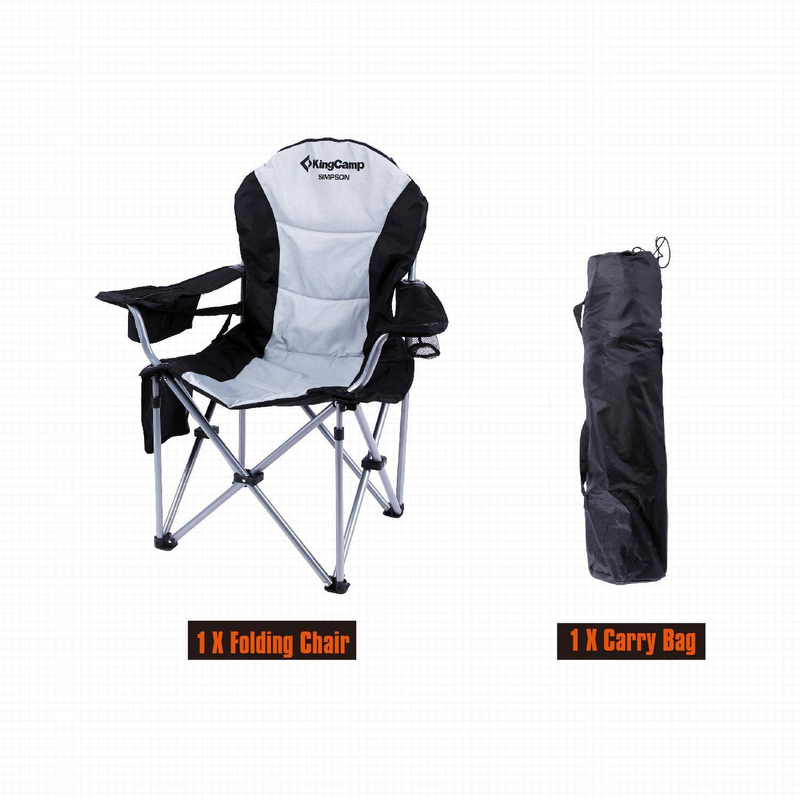 Kingcamp Camping Chair with Lumbar Back Support, Padded Folding Chair with Cooler, Armrest, Cup Holder, Oversized Quad Camp Chair Heavy Duty, Supports 350 Lbs Sporting Goods > Outdoor Recreation > Camping & Hiking > Camp Furniture KingCamp   