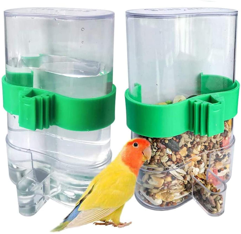 Hamiledyi Parakeet Water Dispenser No Mess Parrot Feeder Parakeet Waterer Cockatiel Cage Accessories,Automatic Feeding for Budgies Finch Canaries Lovebirds(2Pcs)