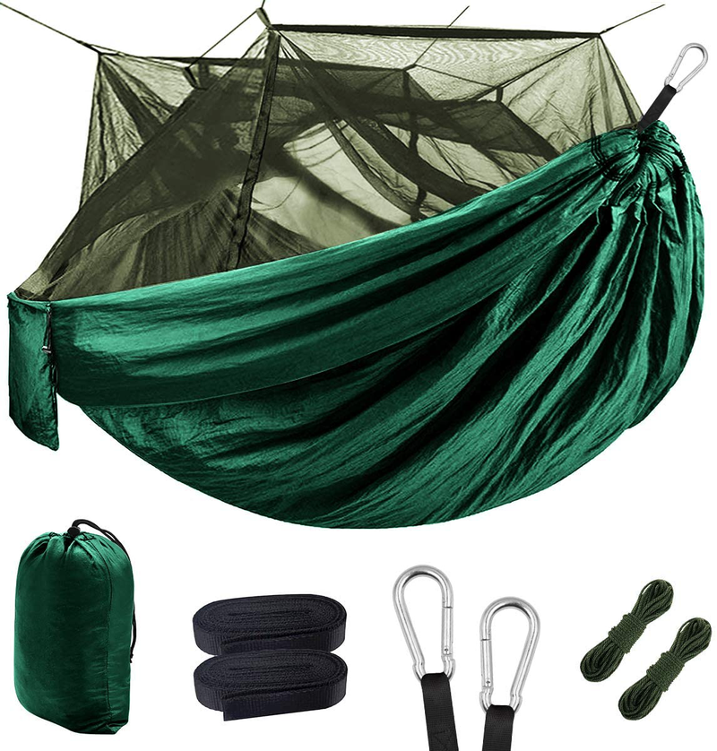 Grassman Bug Net Camping Hammock, Single Camping Hammock with Tree Ropes, Portable Parachute Nylon Hammock for Indoor and Outdoor Camping, Backpacking, Travel, Hiking, Beach Home & Garden > Lawn & Garden > Outdoor Living > Hammocks Grassman Army Green  